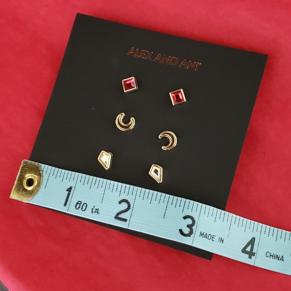 Alex And Ani Swarovski Scarlet & Moon Earring Set 3 Pairs - Picture 4 of 11